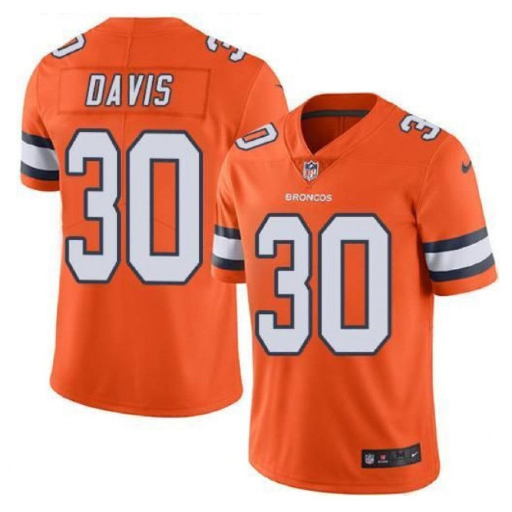 Men's Denver Broncos #30 Terrell Davis Orange Vapor Untouchable Limited Stitched Jersey 
