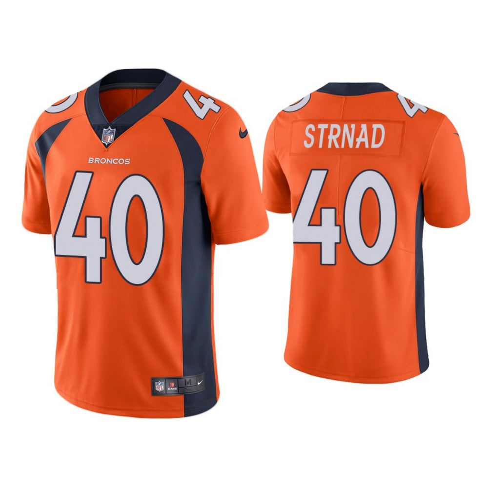 Men's Denver Broncos #40 Justin Strnad Orange Vapor Untouchable Limited Stitched Jersey 