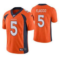 Men's Denver Broncos #5 Joe Flacco Orange 2019 100th Season Vapor Untouchable Limited Stitched NFL Jersey 
