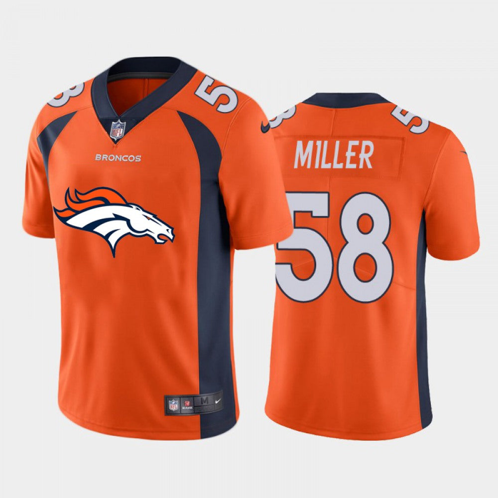 Men's Denver Broncos #58 Von Miller Orange 2020 Team Big Logo Limited Stitched Jersey 