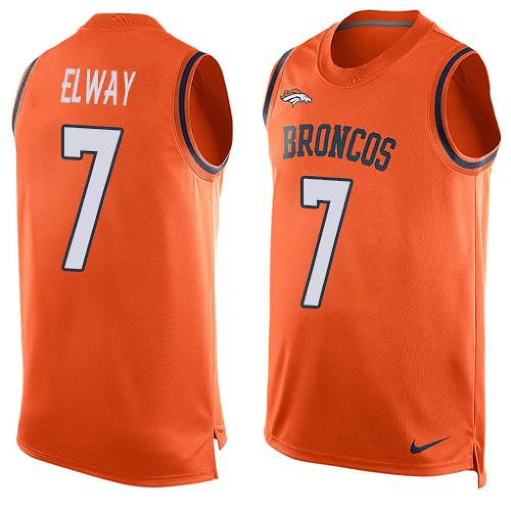 Broncos #7 John Elway Orange Team Color Men's Stitched NFL Limited Tank Top Jersey 