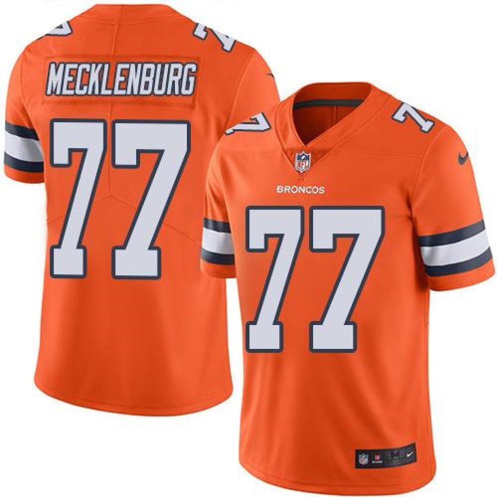 Broncos #77 Karl Mecklenburg Orange Men's Stitched NFL Limited Rush Jersey 