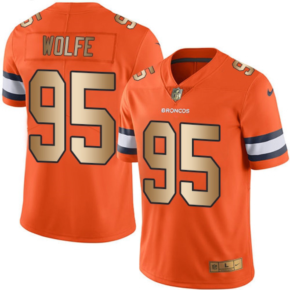 Broncos #95 Derek Wolfe Orange Men's Stitched NFL Limited Gold Rush Jersey 