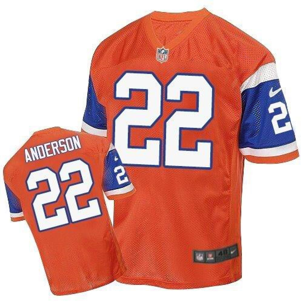 Broncos #22 C.J. Anderson Orange Throwback Men's Stitched NFL Elite Jersey 