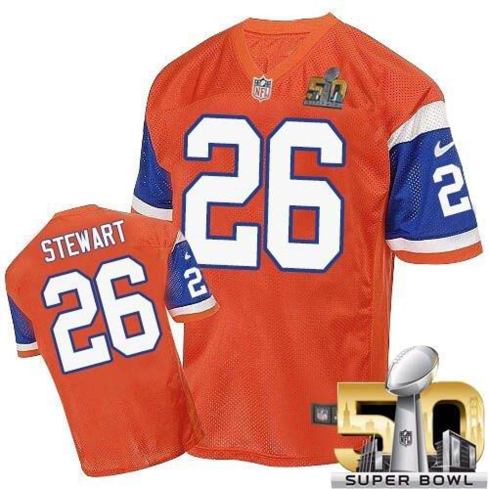 Broncos #26 Darian Stewart Orange Throwback Super Bowl 50 Men's Stitched NFL Elite Jersey 