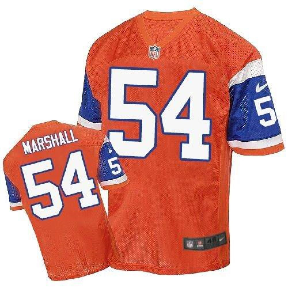 Broncos #54 Brandon Marshall Orange Throwback Men's Stitched NFL Elite Jersey 