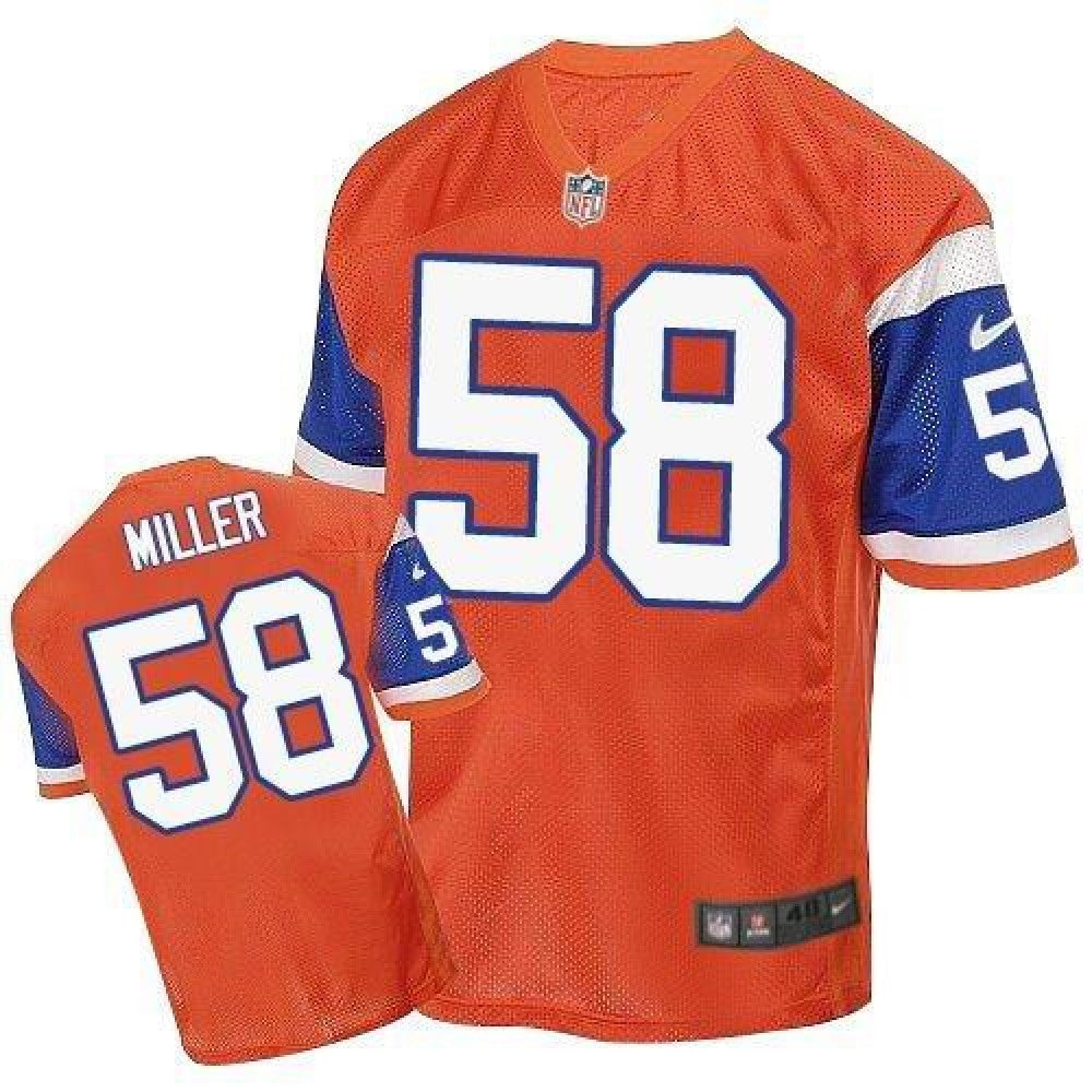 Broncos #58 Von Miller Orange Throwback Men's Stitched NFL Elite Jersey 