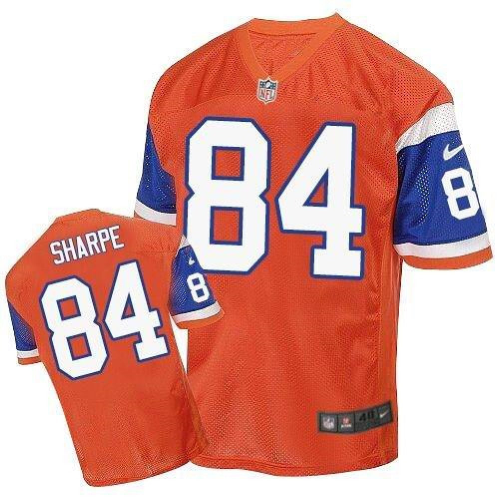 Broncos #84 Shannon Sharpe Orange Throwback Men's Stitched NFL Elite Jersey 