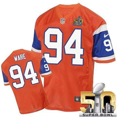 Broncos #94 DeMarcus Ware Orange Throwback Super Bowl 50 Men's Stitched NFL Elite Jersey 