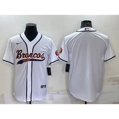 Men's Denver Broncos Blank White Cool Base Stitched Baseball Jersey 