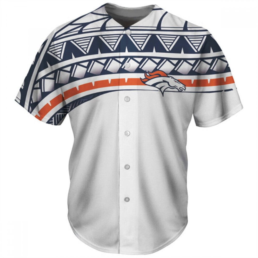 Men's Denver Broncos White Baseball Jersey 