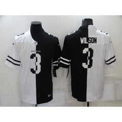 Men's Denver Broncos #3 Russell Wilson White/Black Split Stitched Jersey 