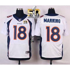 Broncos #18 Peyton Manning White Super Bowl 50 Men's Stitched NFL New Elite Jersey 