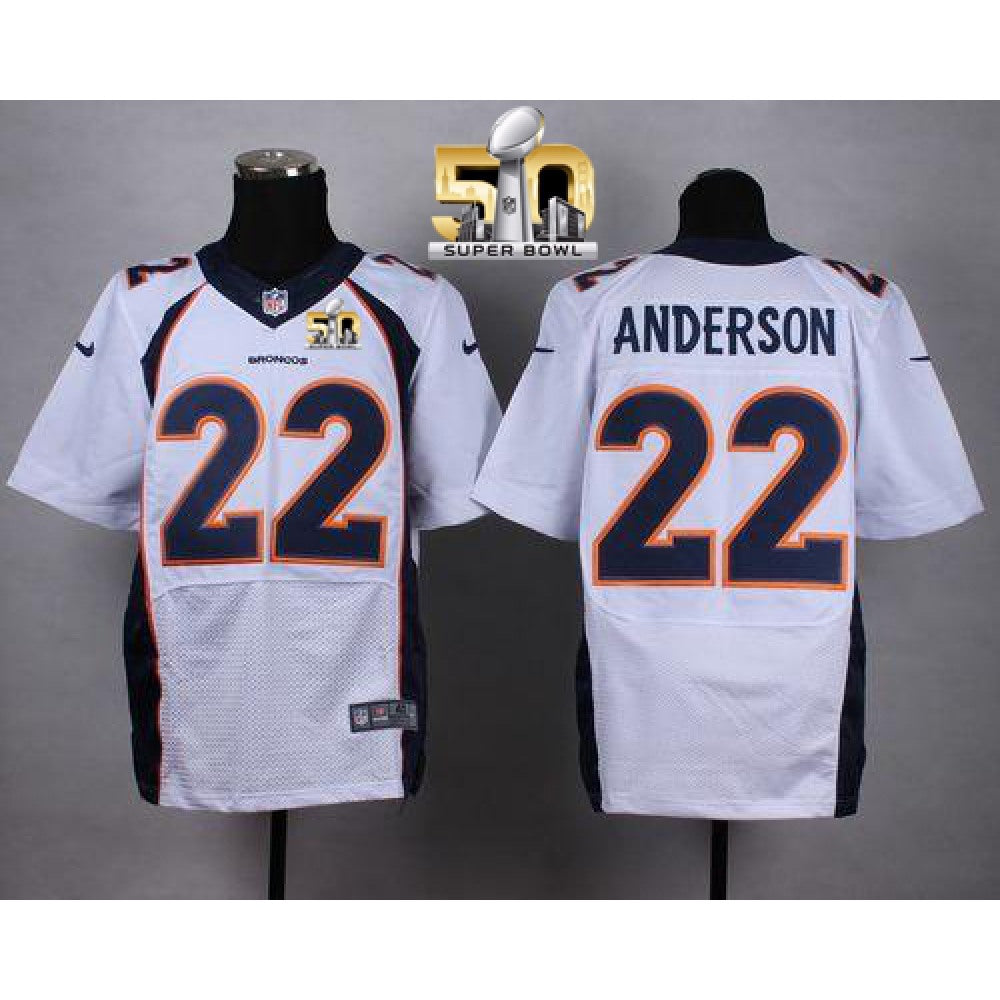 Broncos #22 C.J. Anderson White Super Bowl 50 Men's Stitched NFL New Elite Jersey 