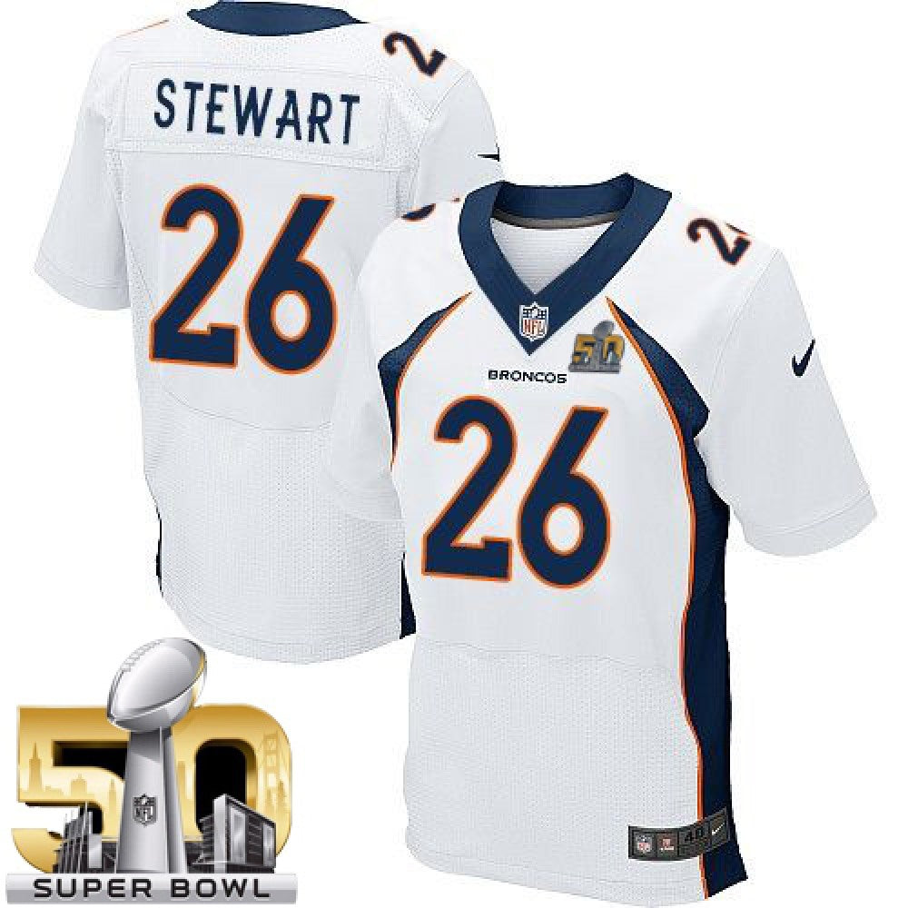 Broncos #26 Darian Stewart White Super Bowl 50 Men's Stitched NFL New Elite Jersey 