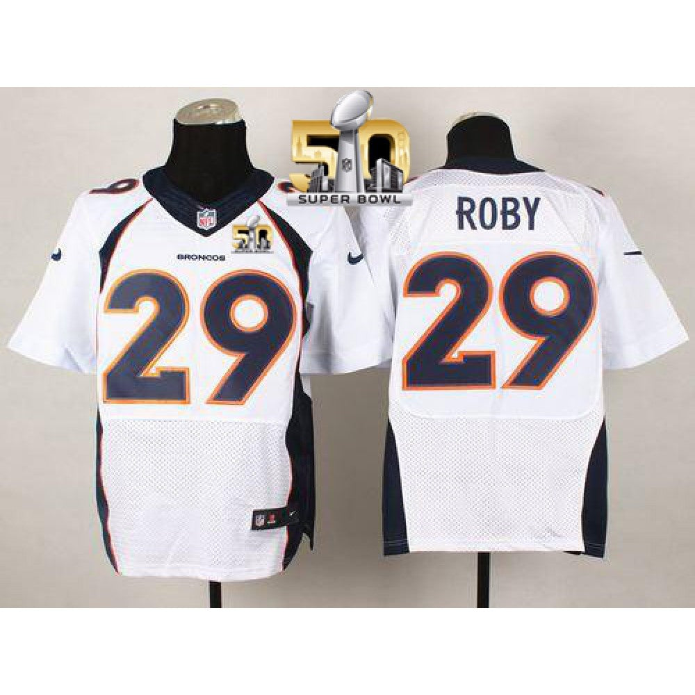 Broncos #29 Bradley Roby White Super Bowl 50 Men's Stitched NFL New Elite Jersey 