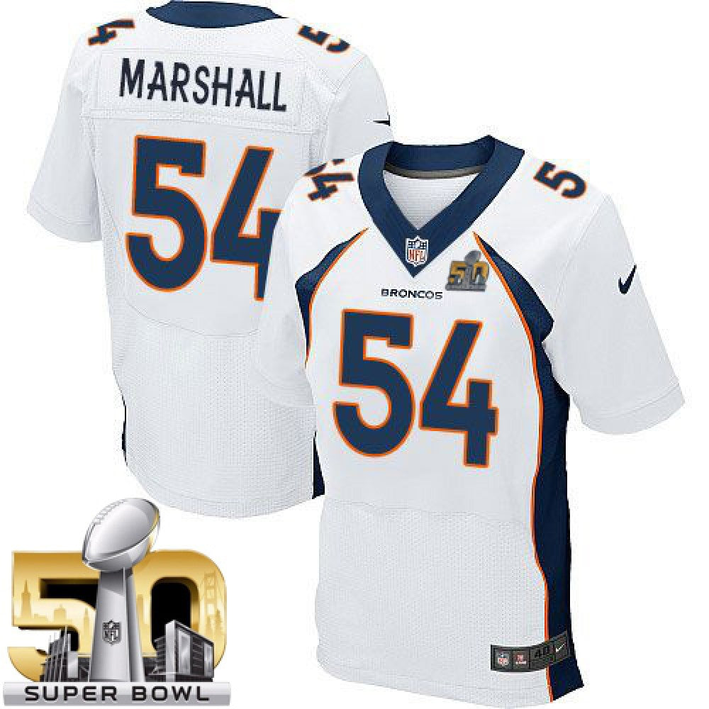 Broncos #54 Brandon Marshall White Super Bowl 50 Men's Stitched NFL New Elite Jersey 