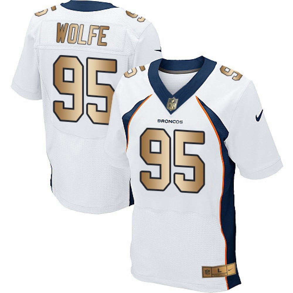 Broncos #95 Derek Wolfe White Men's Stitched NFL New Elite Gold Jersey 