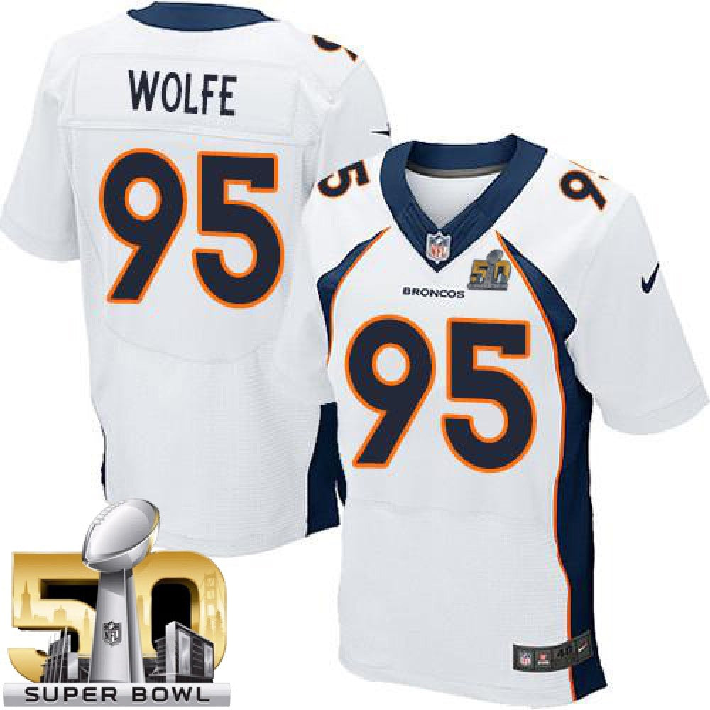 Broncos #95 Derek Wolfe White Super Bowl 50 Men's Stitched NFL New Elite Jersey 