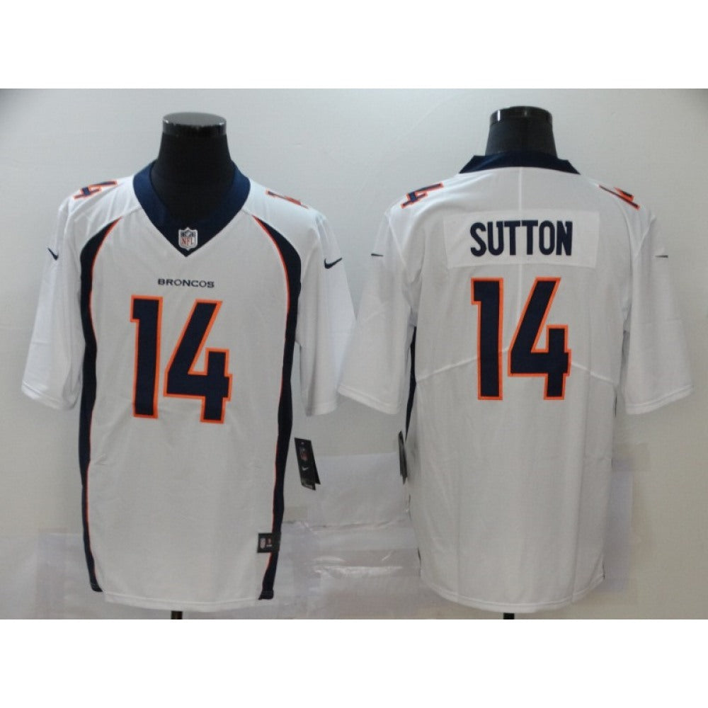 Men's Denver Broncos #14 Courtland Sutton White Vapor Untouchable Limited NFL Stitched Jersey 