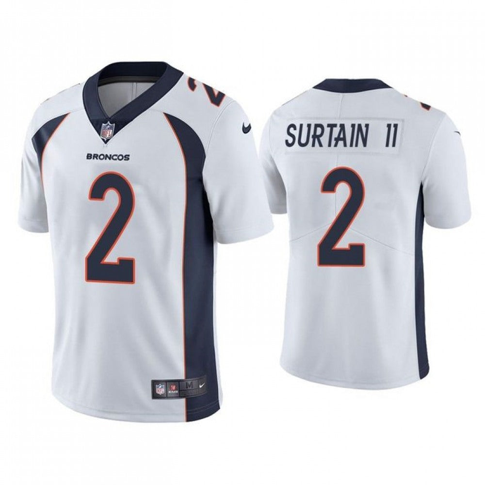 Men's Denver Broncos #2 Patrick Surtain II 2021 NFL Draft White Vapor Untouchable Limited Stitched Jersey 