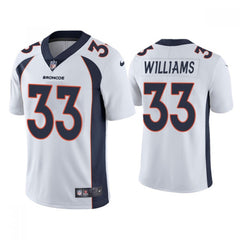 Men's Denver Broncos #33 Javonte Williams White Vapor Untouchable Limited Stitched Jersey 