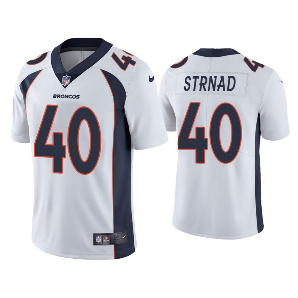 Men's Denver Broncos #40 Justin Strnad White Vapor Untouchable Limited Stitched Jersey 