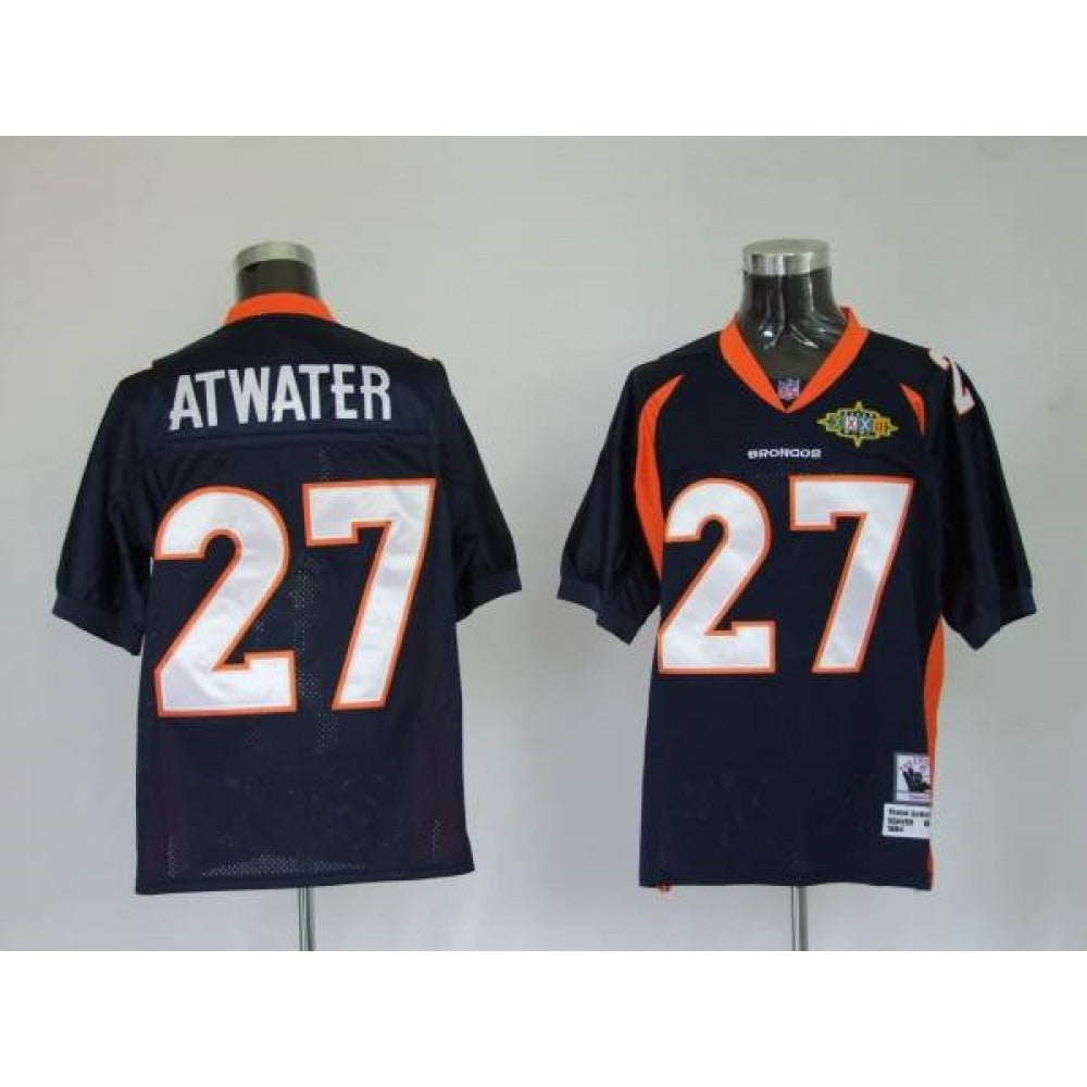 Mitchel & Ness Broncos #27 Steve Atwater Blue With 2010 Super Bowl Patch Stitched Throwback NFL Jersey 