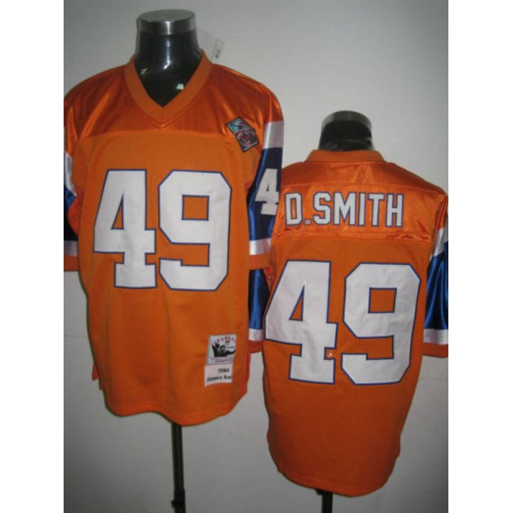 Mitchel & Ness Broncos #49 Dennis Smith Orange Stitched Throwback NFL Jersey 