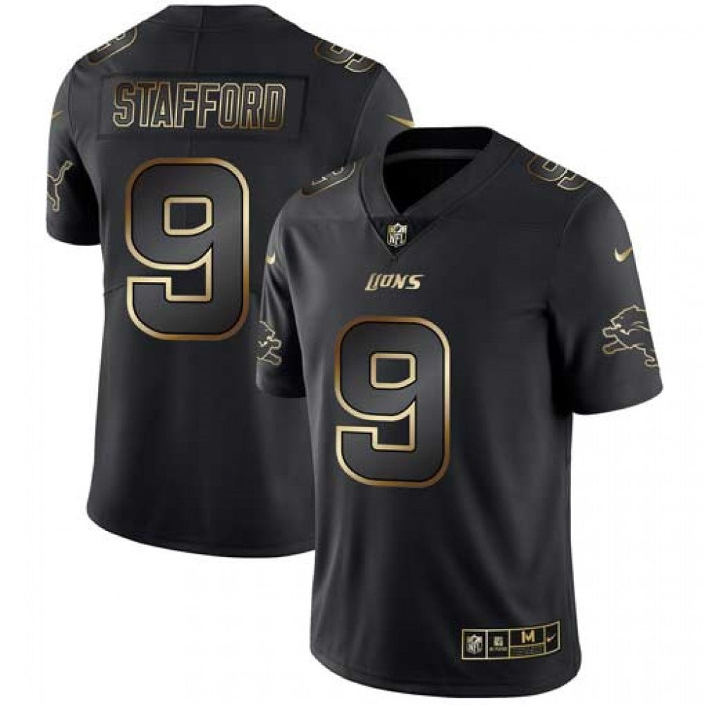 Men's Detroit Lions #9 Matthew Stafford 2019 Black Gold Edition Stitched NFL Jersey 