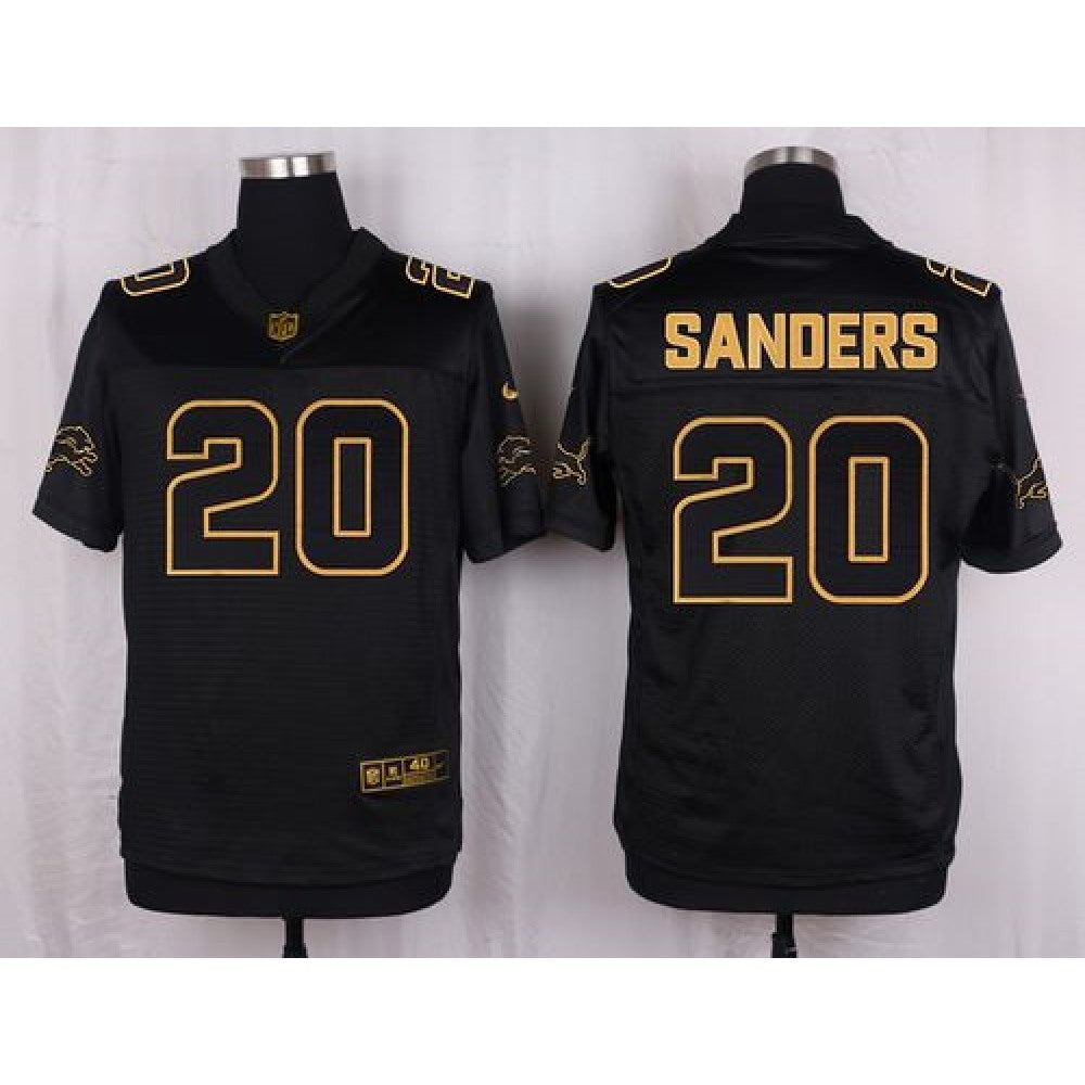 Lions #20 Barry Sanders Black Men's Stitched NFL Elite Pro Line Gold Collection Jersey 