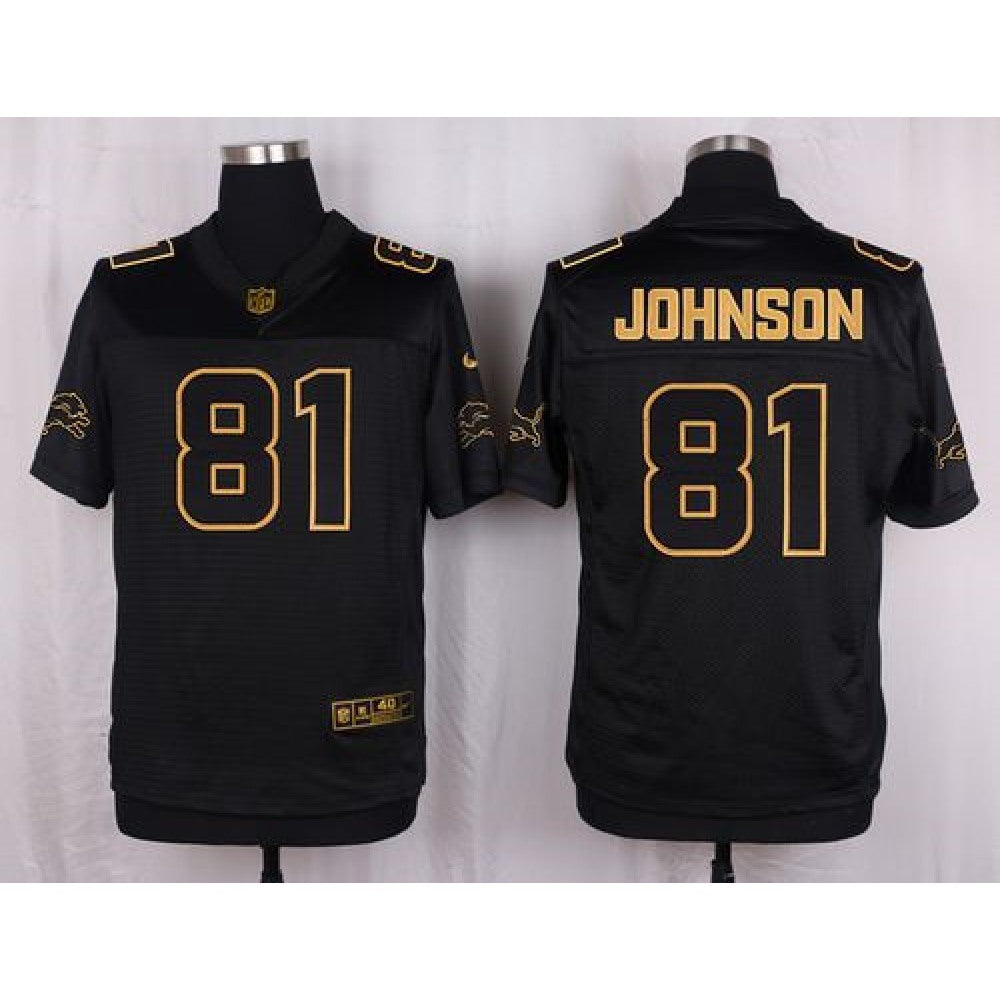 Lions #81 Calvin Johnson Black Men's Stitched NFL Elite Pro Line Gold Collection Jersey 