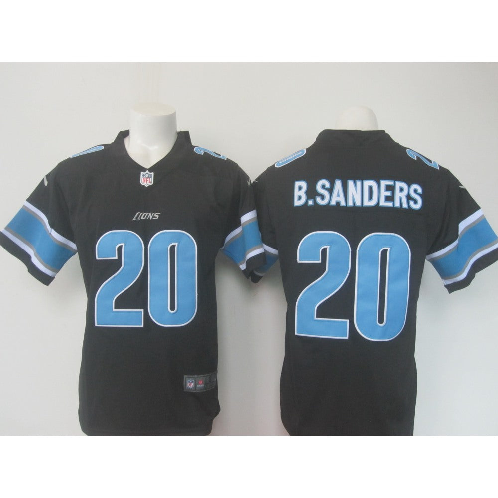 Men's Lions #20 Barry Sanders Black Limited Rush Stitched NFL Jersey 
