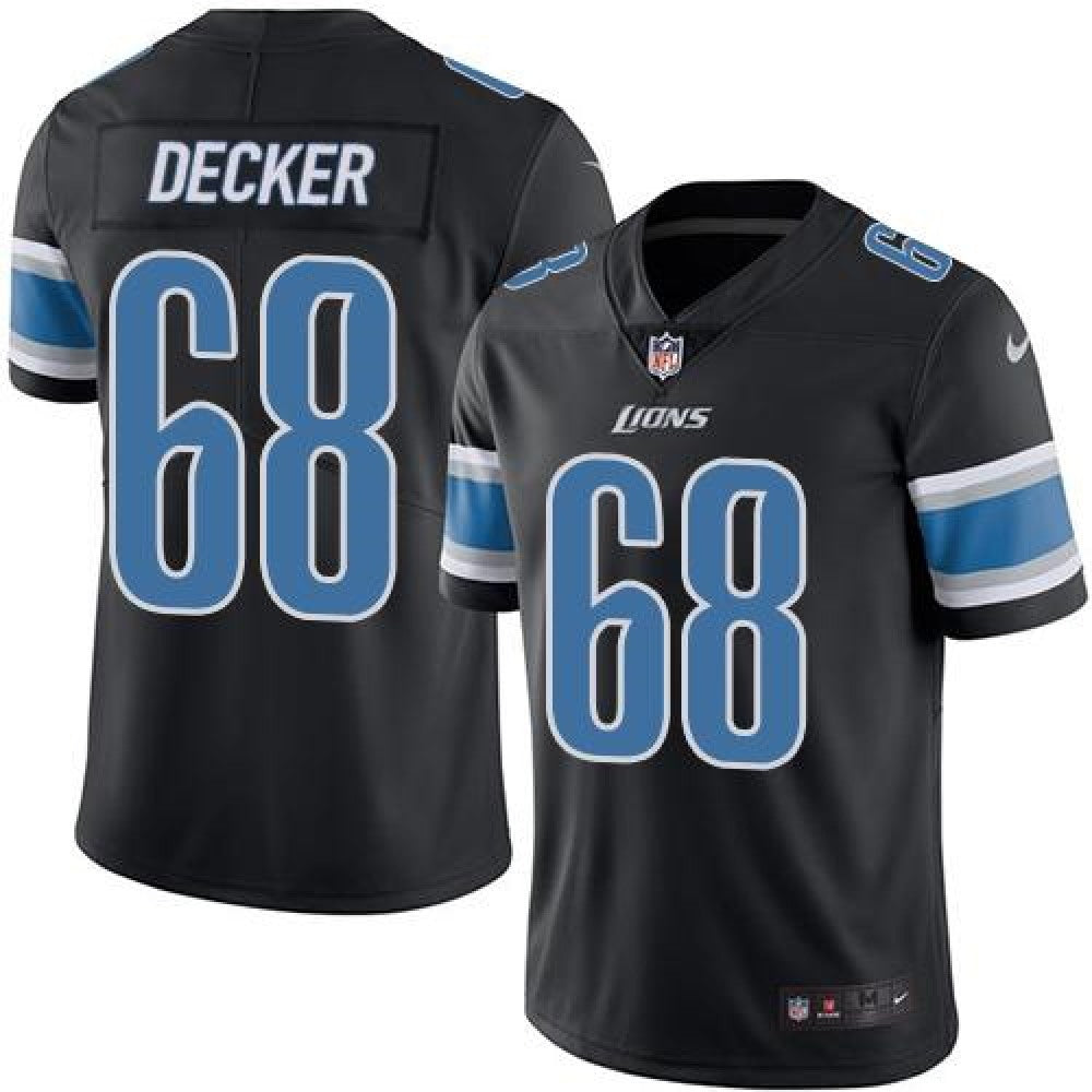 Lions #68 Taylor Decker Black Men's Stitched NFL Limited Rush Jersey 