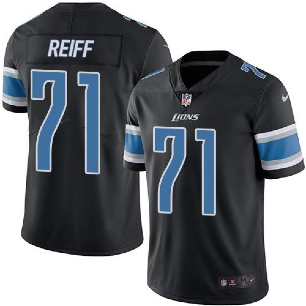 Lions #71 Riley Reiff Black Men's Stitched NFL Limited Rush Jersey 