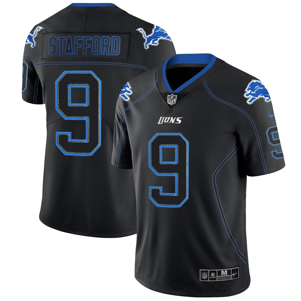 Men's Detroit Lions #9 Matthew Stafford Black 2018 Lights Out Color Rush NFL Limited Jersey 