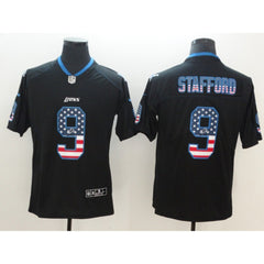 Men's Detroit Lions #9 Matthew Stafford Black 2018 USA Flag Color Rush Limited Fashion NFL Stitched Jersey 