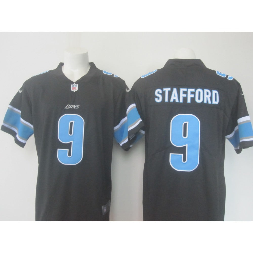 Men's Lions #9 Matthew Stafford Black Limited Rush Stitched NFL Jersey 