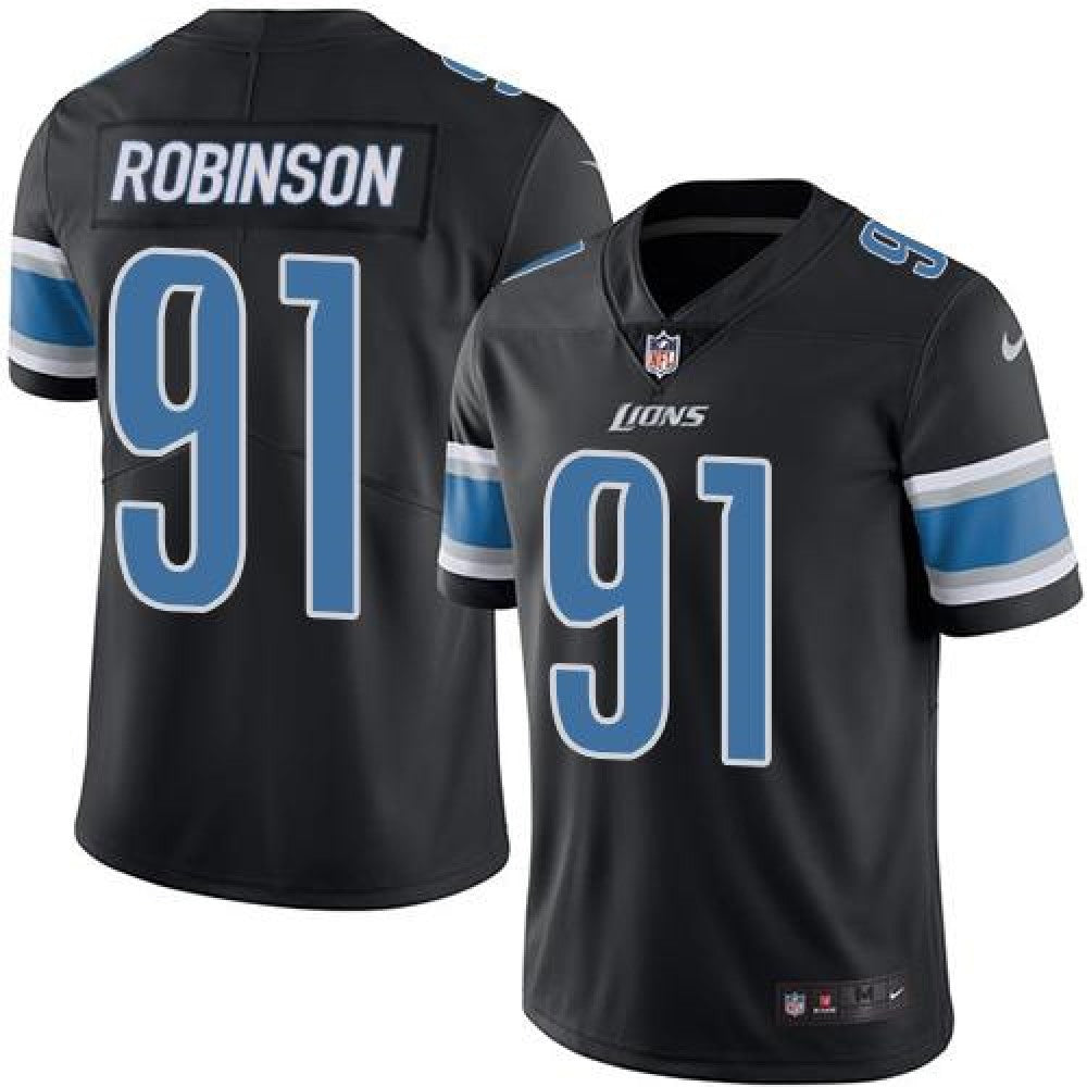 Lions #91 A'Shawn Robinson Black Men's Stitched NFL Limited Rush Jersey 