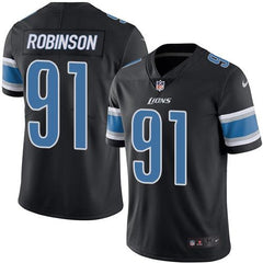 Lions #91 A'Shawn Robinson Black Men's Stitched NFL Limited Rush Jersey 