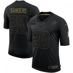 Men's Detroit Lions #20 Barry Sanders 2020 Black Salute To Service Limited Stitched Jersey 