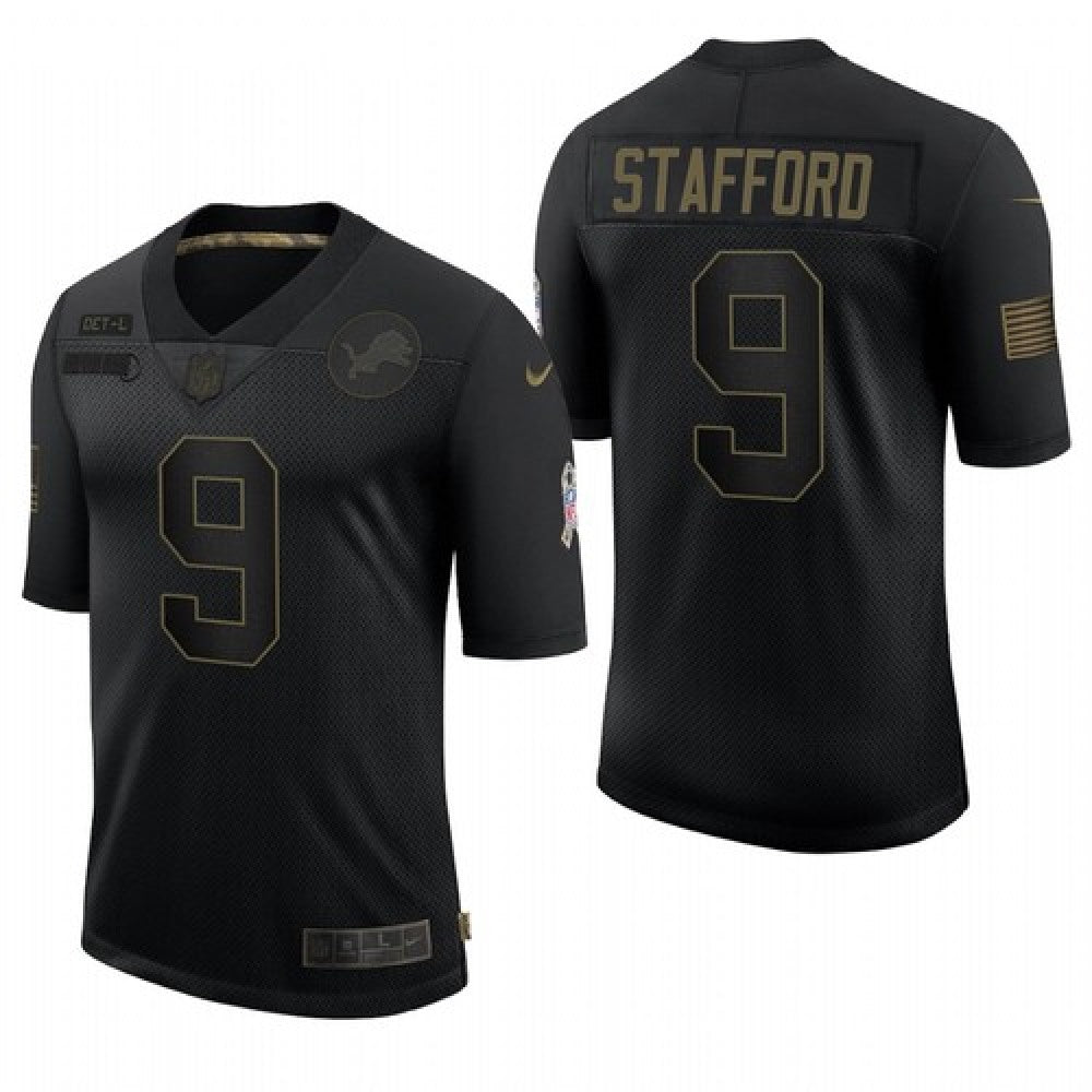 Men's Detroit Lions #9 Matthew Stafford 2020 Black Salute To Service Limited Stitched Jersey 