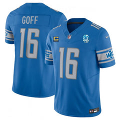 Men's Detroit Lions #16 Jared Goff Blue 2023 F.U.S.E. With 1-Star C Patch And 90th Anniversary Patch Vapor Untouchable Limited Stitched Jersey 