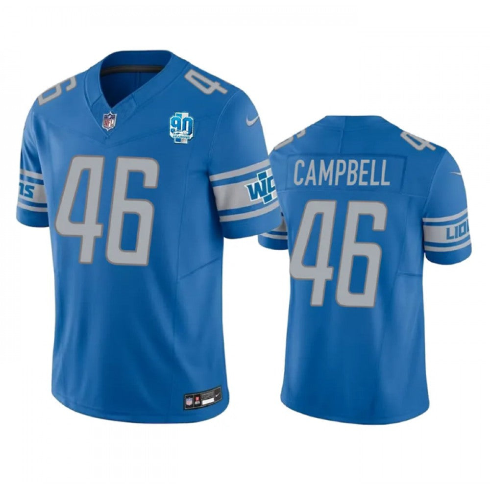 Men's Detroit Lions #46 Jack Campbell Blue 2023 F.U.S.E. 90th Anniversary Vapor Untouchable Limited Stitched Jersey 