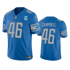 Men's Detroit Lions #46 Jack Campbell Blue 2023 F.U.S.E. 90th Anniversary Vapor Untouchable Limited Stitched Jersey 