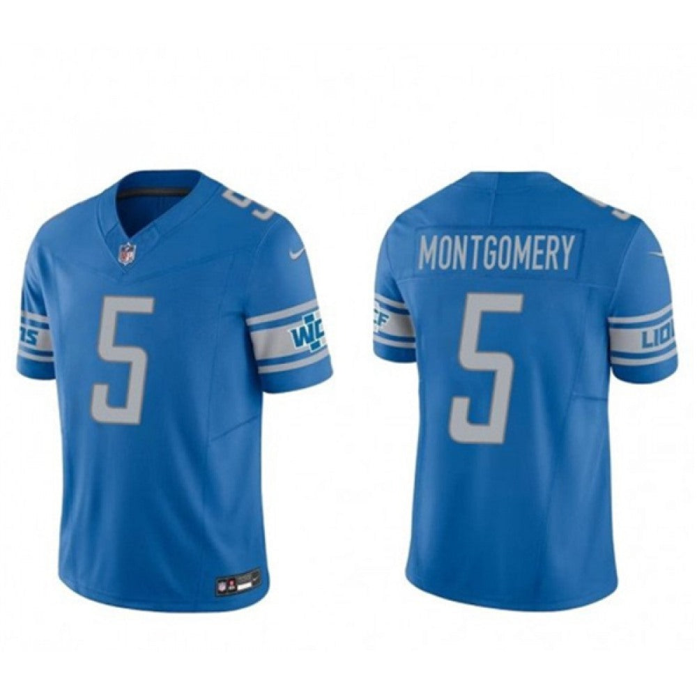 Men's Detroit Lions #5 David Montgomery Blue 2023 F.U.S.E. Vapor Untouchable Limited Stitched Jersey 