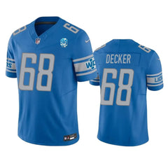 Men's Detroit Lions #68 Taylor Decker Blue 2023 F.U.S.E. 90th Anniversary Vapor Untouchable Limited Stitched Jersey 