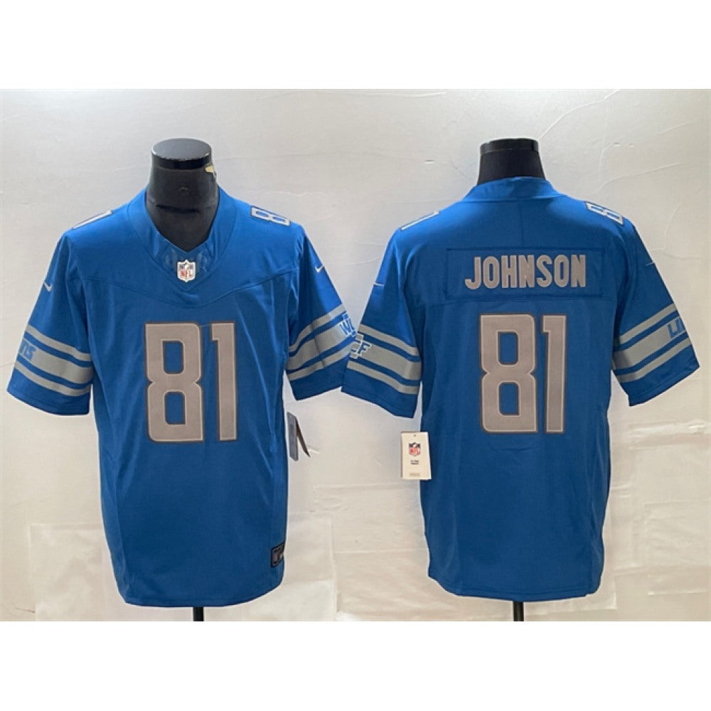 Men's Detroit Lions #81 Calvin Johnson Blue 2023 F.U.S.E. Vapor Untouchable Limited Stitched Jersey 