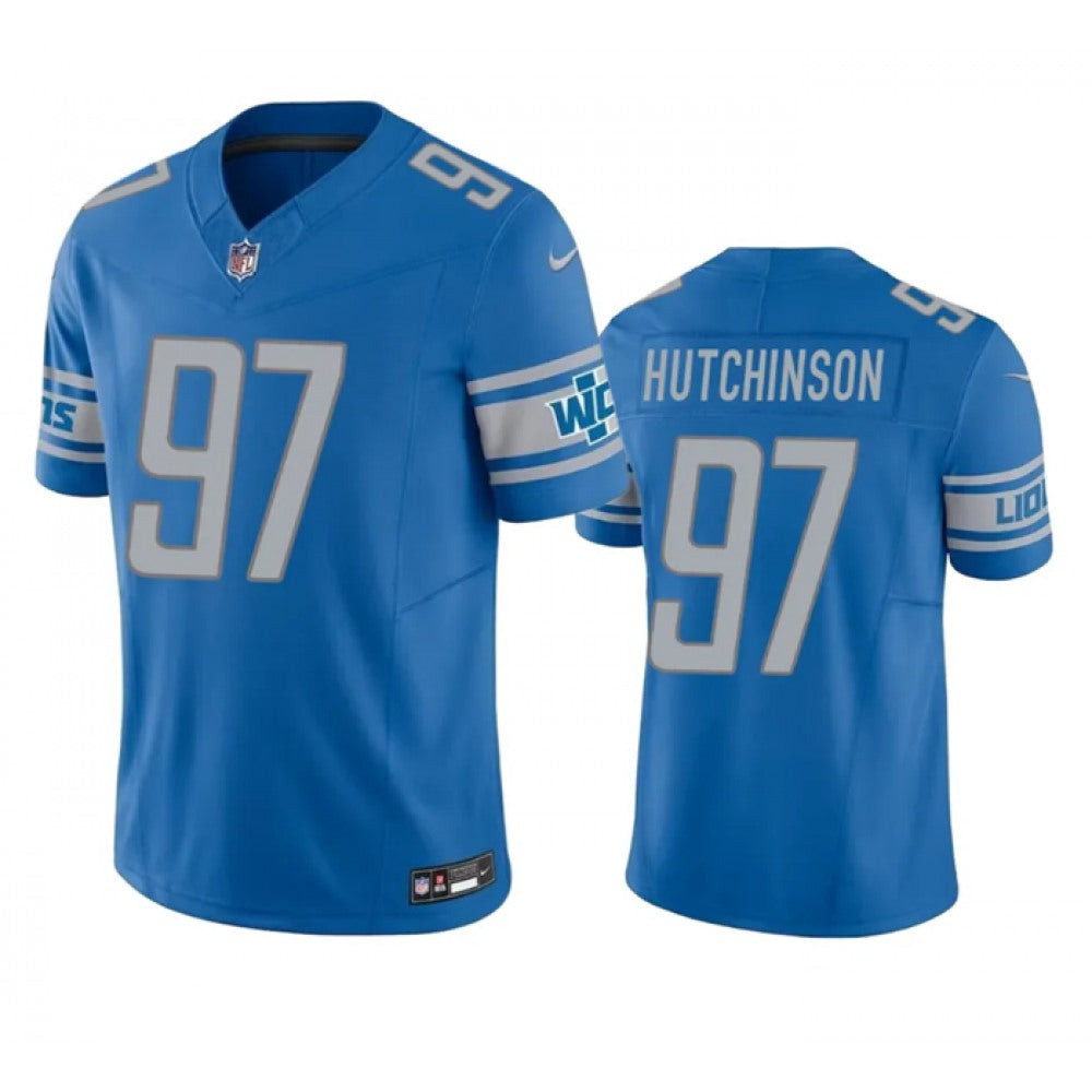 Men's Detroit Lions #97 Aidan Hutchinson Blue 2023 F.U.S.E. Vapor Untouchable Limited Stitched Jersey 