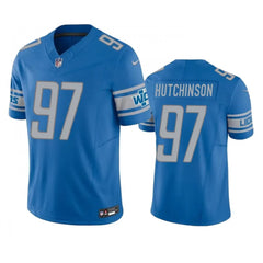 Men's Detroit Lions #97 Aidan Hutchinson Blue 2023 F.U.S.E. Vapor Untouchable Limited Stitched Jersey 